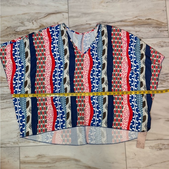 NWT Emery Rose Colorful Geometric Print High-Low Blouse 1XL - Picture 4 of 7
